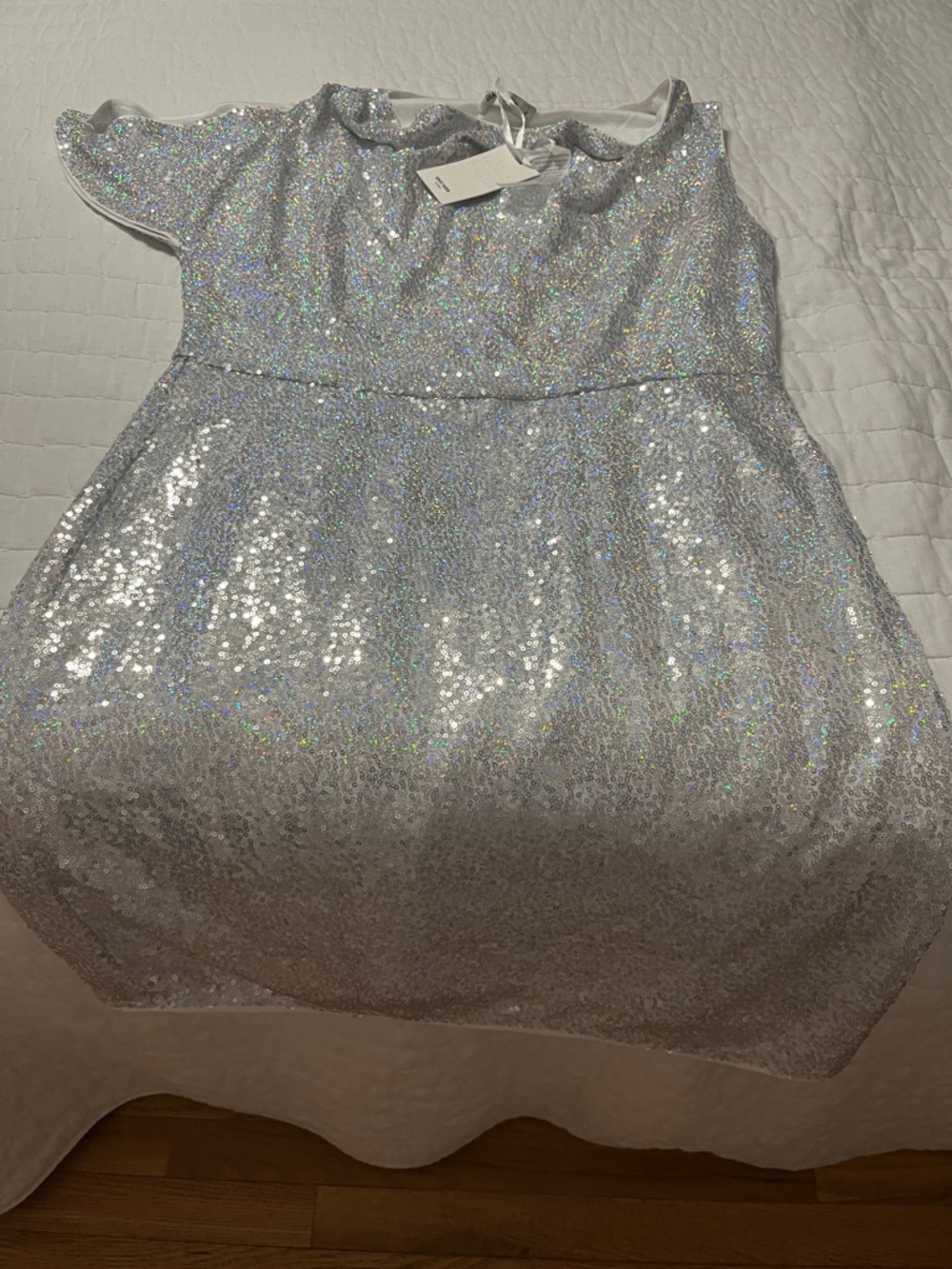 Grace Karin Silver Holographic Sequin Dress